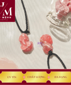 Dây Chuyền Tỳ Hưu Đá Đào Hoa (Rhodochrosite)