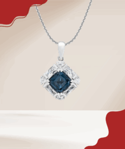 Mặt dây chuyền Vàng trắng 14K đính đá Topaz HM