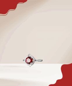 Nhẫn bạc nữ mặt đá Ni 17 - Garnet