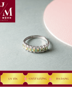 Nhẫn bạc đính hạt đá ngọc lục bảo emerald Ni 17