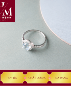 Nhẫn bạc hạt đá Opal xanh Ni 17