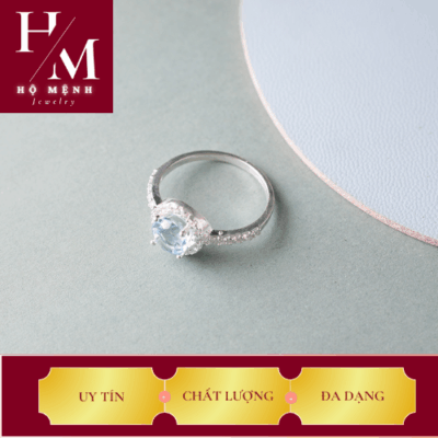 Nhẫn bạc hạt đá Opal xanh Ni 17