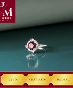 Nhẫn bạc nữ mặt đá Ni 17 - Garnet