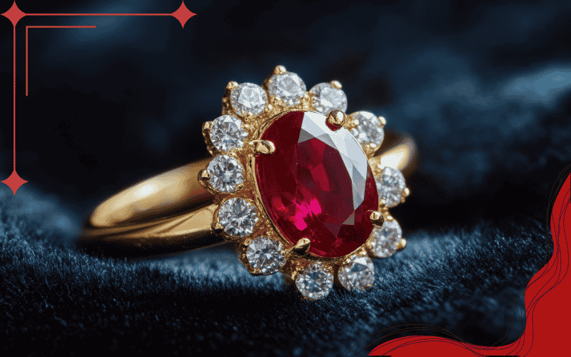 Nhẫn Ruby kết hợp kim cương-mẫu nhẫn đá ruby nữ đẹp