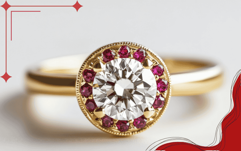 Nhẫn Ruby kết hợp đá màu