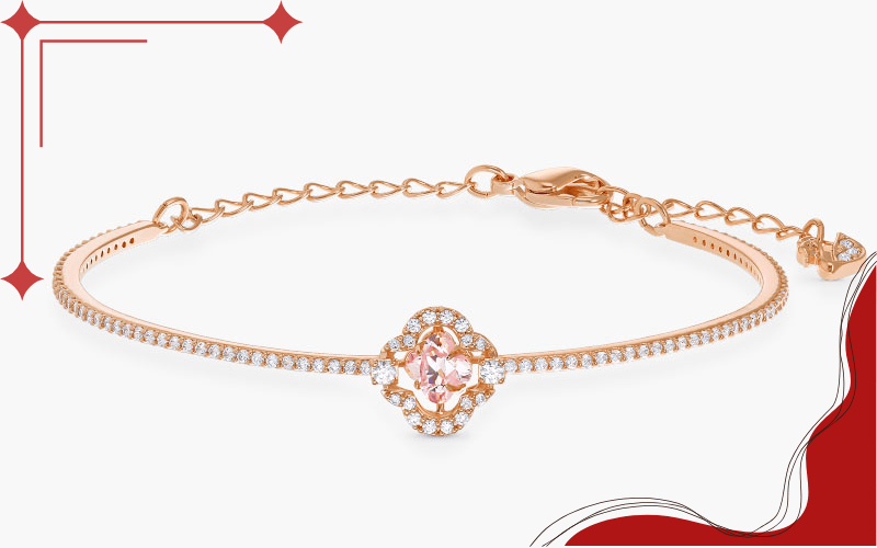 Vòng tay cỏ 4 lá đính đá Swarovski