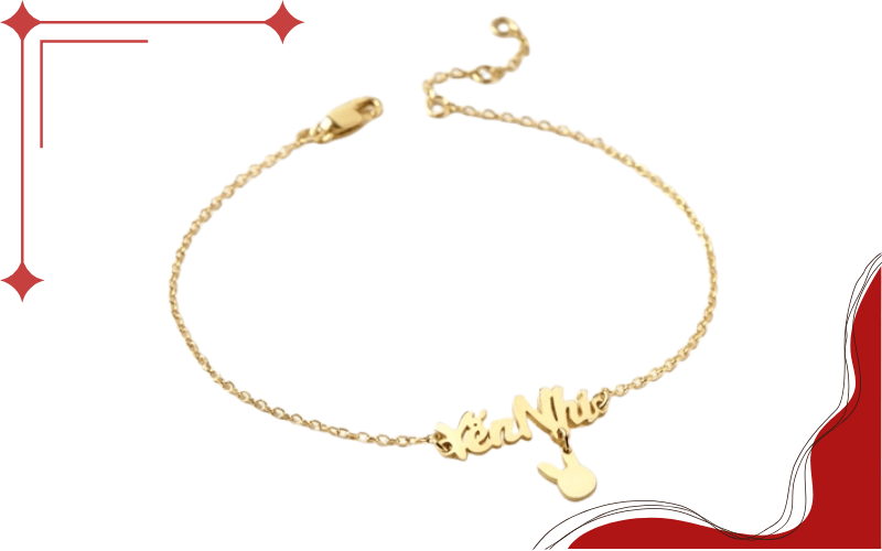 Vòng tay nữ vàng 18k bản mảnh khắc tên cá nhân