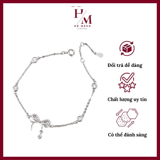 Vòng tay nơ treo hạt đá nhẩy lấp lánh